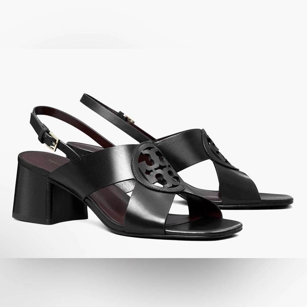 Tory Burch Miller 55MM
Leather Buckle Sandals Black Sz 9